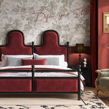 8KIJ复古法式床黑色巴黎床1.5M1.8M双人床现代简约轻奢美式实木床