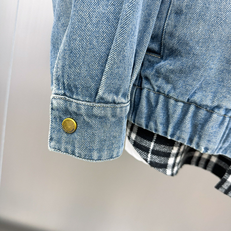 Herrenbekleidung neue Lederlabel-Jeansjacke Mode gewaschene Herren-Lockerjacke Reversmantel Trend_voghion.com