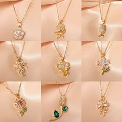 新型欧米の軽豪華なドリルのジルコンのヒマワリの花のペンダントのネックレスの女性は簡単で小さい大衆の鎖のチェーンの装飾品です。