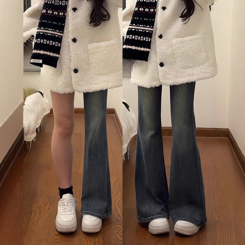 [6 colors optional] cross-border American micro-la stretch jeans women's spring and summer hot girls wide legs high waist thin horseshoe