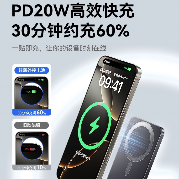 [充电宝3C认证可上飞机]SUIDDY磁吸款Magsafe无线快充适用iPhone1|undefined