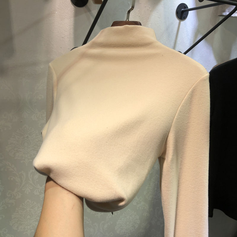 Casual Solid Color Spandex Polyester High Neck Long Sleeve Regular Sleeve T-shirt