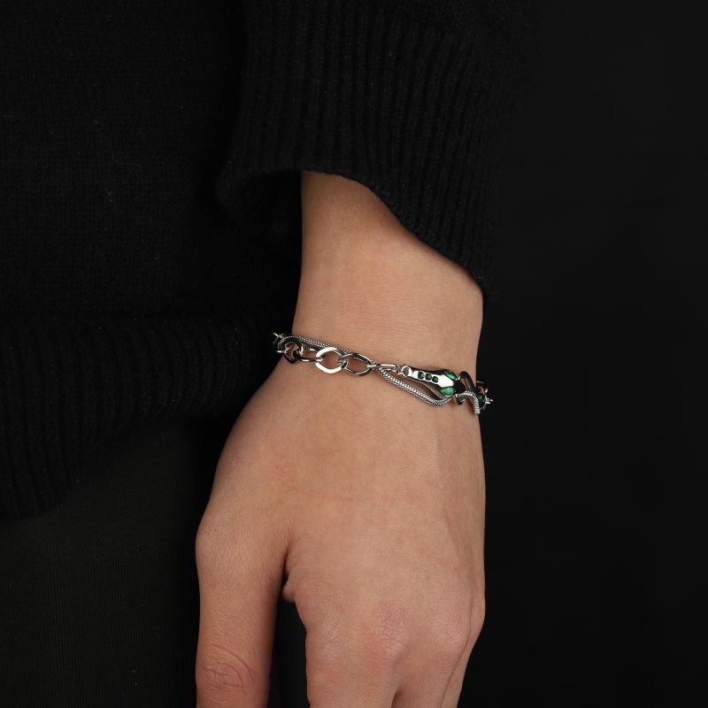Spirit Snake Double Layer Stacked Bracelet Men, Unique Niche Cold Style 2024 New Trendy Jewelry For Women, High-end_voghion.com