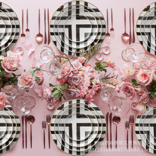 北欧骨瓷餐盘十字路口手绘陶瓷盘子餐厅日用圆盘餐具批发礼品定制