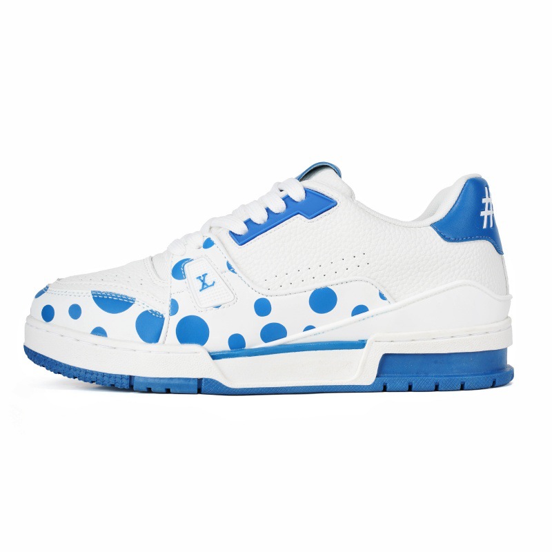 L's fourth generation white and blue polka dots