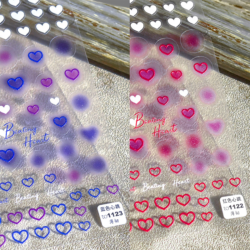 Pegatinas de rubor de uñas de celebridades en línea de estilo japonés Jade color de grasa suave melocotón francés chica floreciente amor gradiente pegatinas de uñas