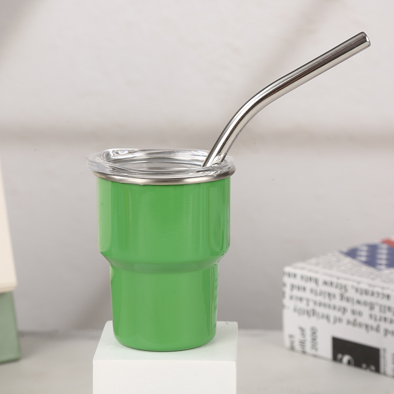 Mini vaso de vino pequeño de 3oz de cambio en frío transfronterizo Taza de aislamiento de acero inoxidable 304 Taza de paja de una y dos capas Taza de pequeña capacidad