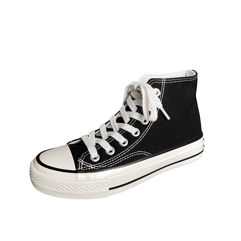 High-top Canvas Sneakers Women, 1970s Retro Ulzzang Hong Kong Style, Casual Board Shoes