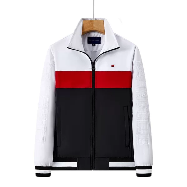 Tangjia Embroidered Small Logo Men's Stand Collar Cardigan Jacket, Spliced TOM Cross-Border Quality Men's Jacket, Casual Windbreaker
