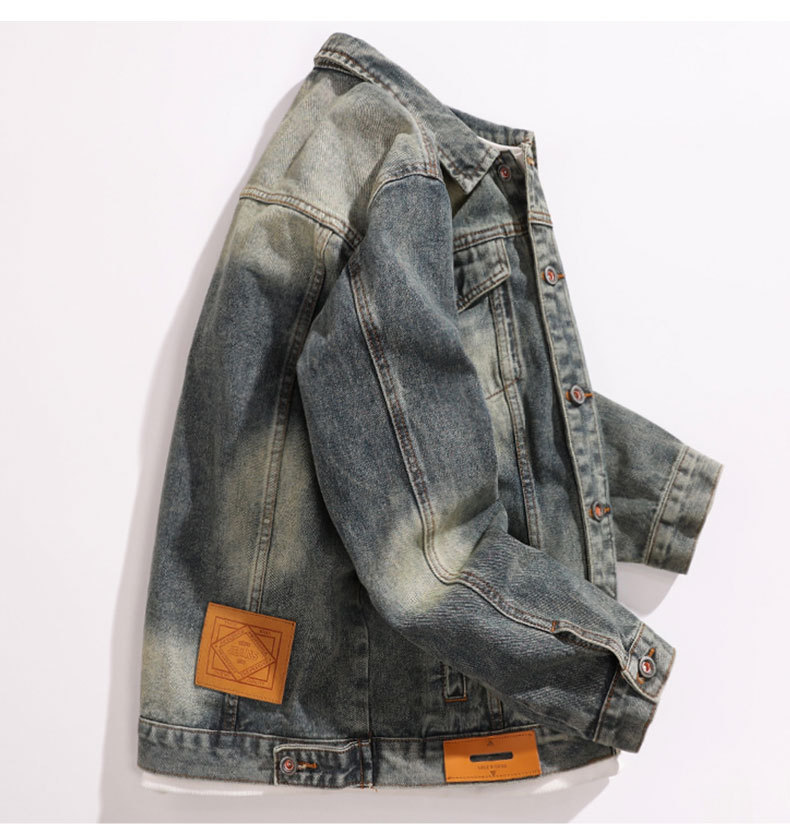 Men's Washed Denim Jacket Vintage Style Casual Retro Outerwear_voghion.com
