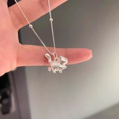 純銀 999 スターリングシルバーお嬢様猫ペンダントネックレスかわいい漫画子猫鎖骨チェーンガールフレンドの誕生日プレゼントとして