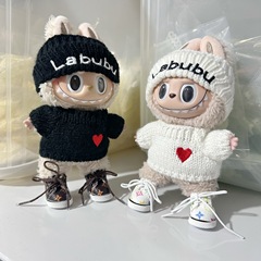 Clothing Only] 17CM Blind Box Fabric Doll Clothes Hook Decor LABUBU Wearable Love Sweater Hat Set