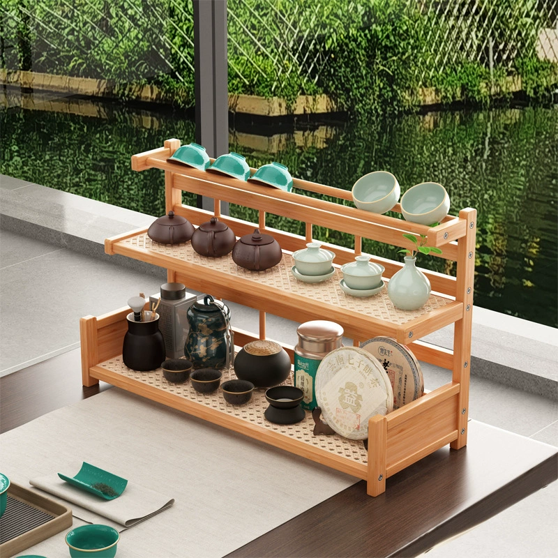 Столешница подставки для чайных чашек Небольшая стойка из цельного дерева Богу подставка для чайных принадлежностей на столе