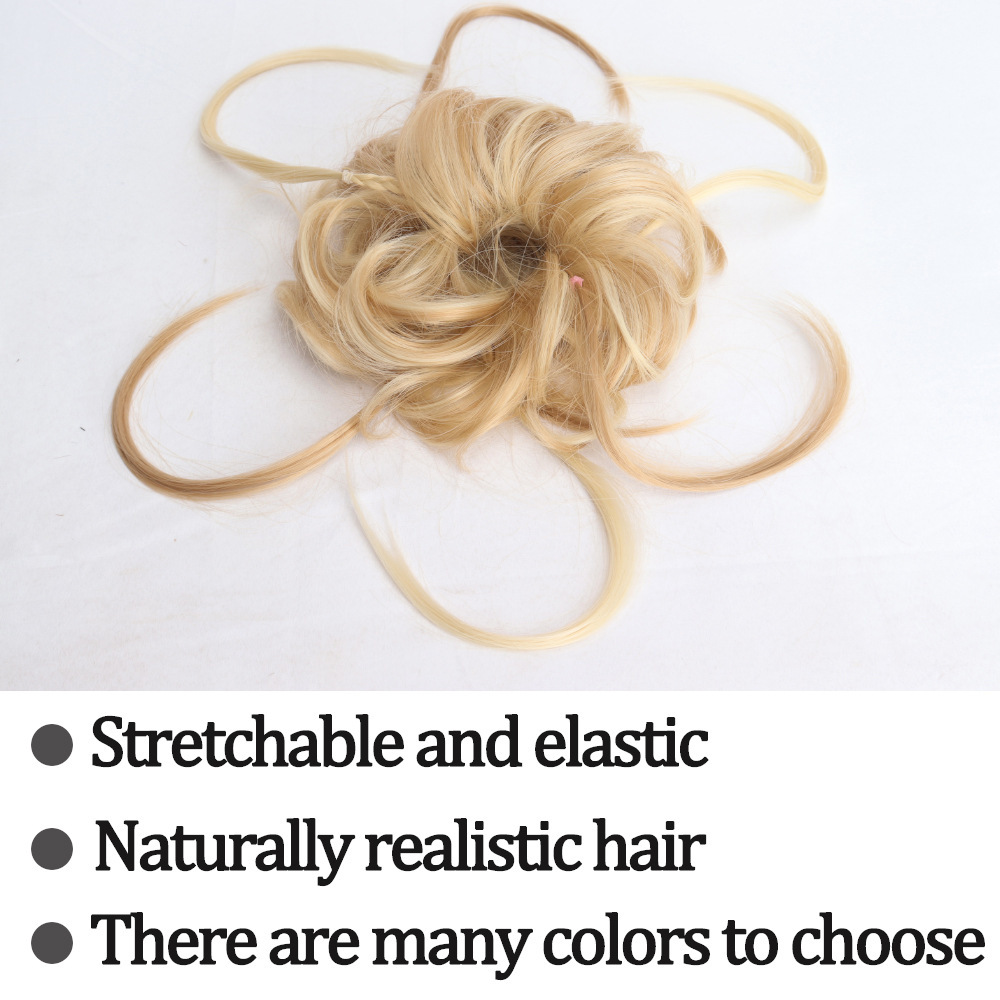 Anillo de pelo de peluca de goma desordenada extensión esponjosa cabeza de pelo de caballo de alta temperatura anillo de pelo de seda