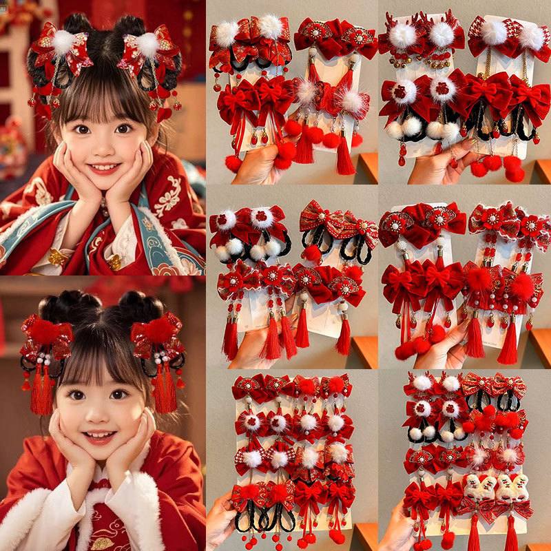 New Year Red Hair Accessories 2026 New Bow Clip Cute Plush Hairpin Headwear Double Clip New Year Hairpin for Women New Year Red Hair Accessories 2026 New Bow Clip Cute Plush Hairpin Headwear Double Clip New Year Hairpin for Women