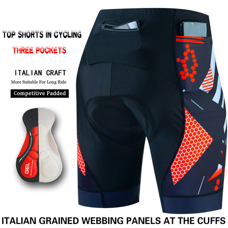 Three-pocket professional cycling shorts for men, summer moisture-wicking, tight-fitting, with silicone seat cushion Three-pocket professional cycling shorts for men, summer moisture-wicking, tight-fitting, with silicone seat cushion