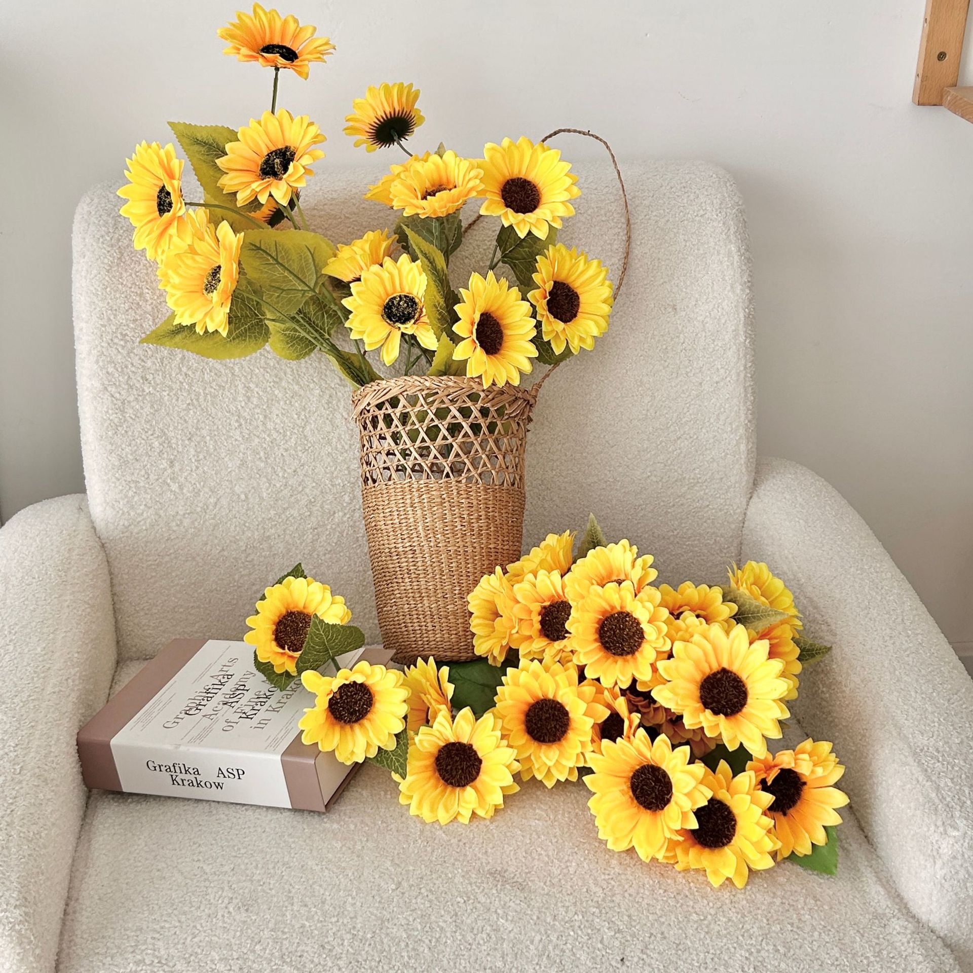 Simulación de girasol flores de sol flores falsas sala de estar dormitorio comedor flor de piso colocado decoración interior de flores props de disparo