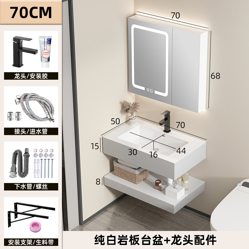 Hotel estilo gabinete de baño combinación Placa de roca integrado cuenca gabinete de baño lavabo cuarto de baño lavabo mesa de lavado