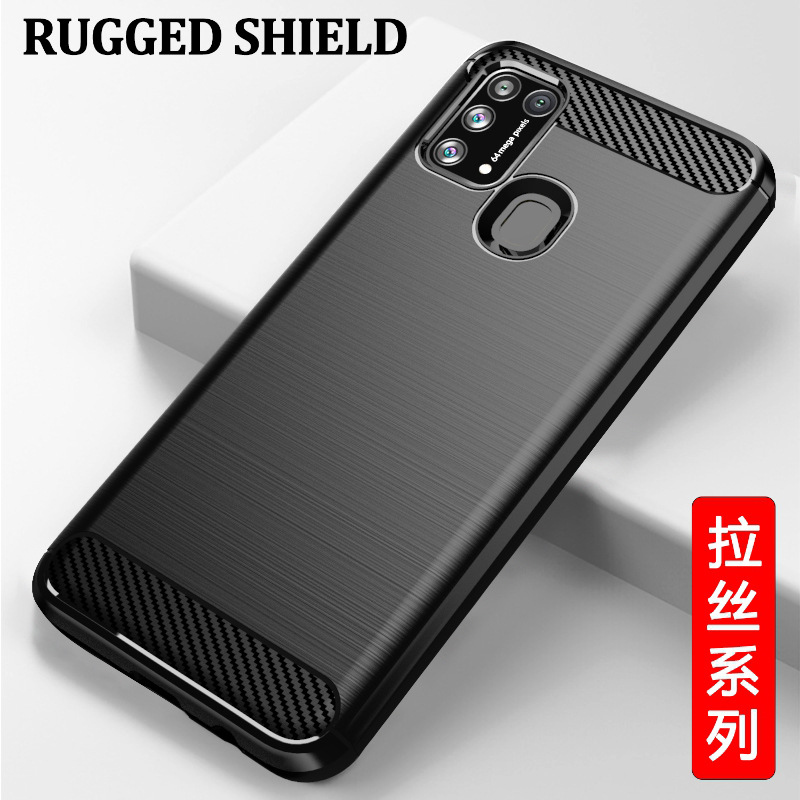 Mobile Phone Case for Samsung M31/M31S Samsung Galaxy M31 Prime Drop-resistant Carbon Fiber Protective Soft Case