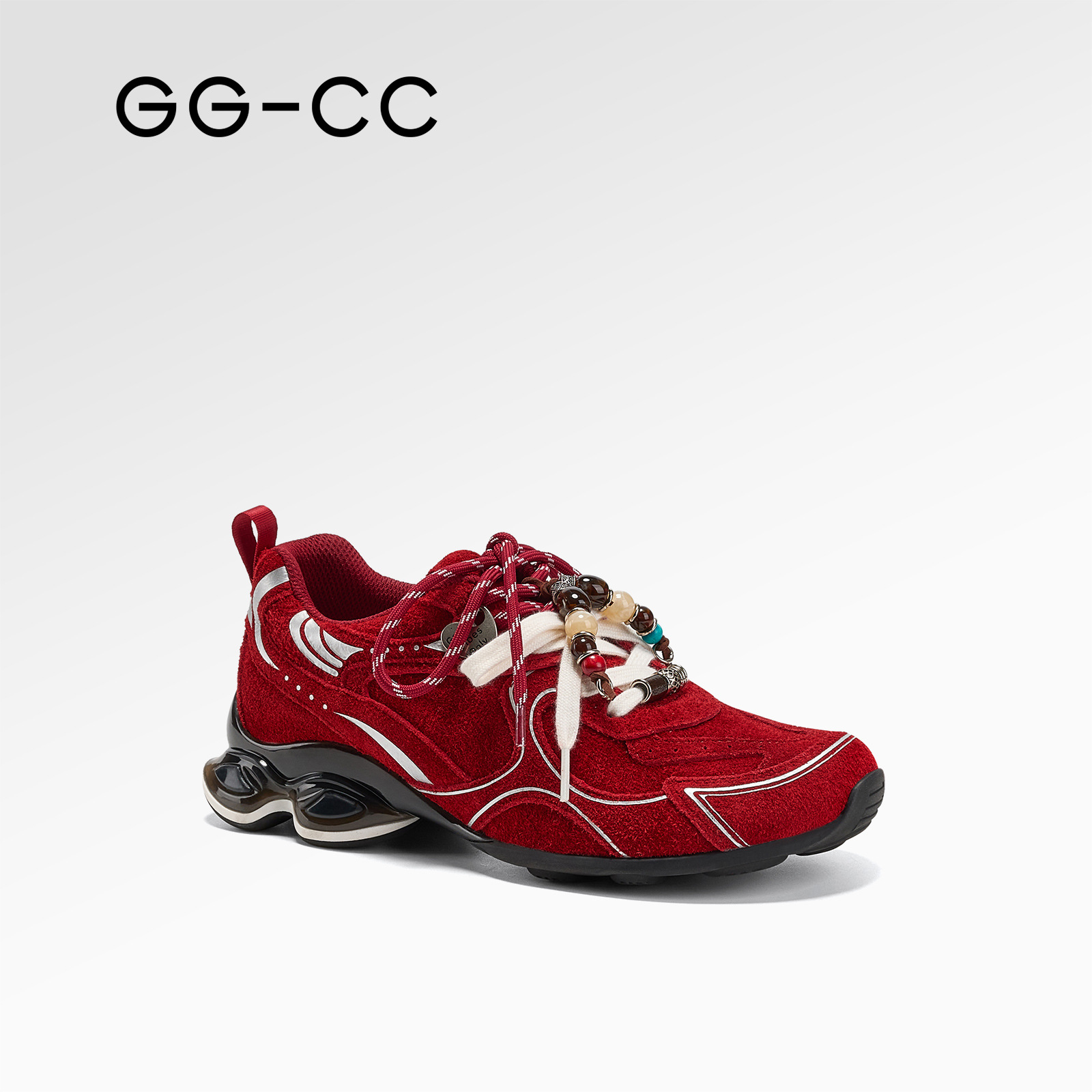 Ggcc Retro Turbo Dad Shoes Women's C2025 Autumn New Heightening Thick-Soled German Training Shoes Red Casual Shoes