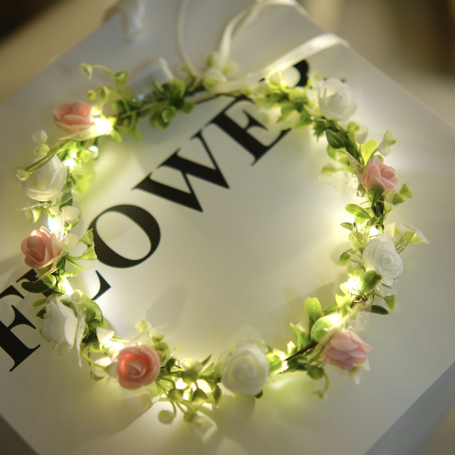 Mori para niños brillante y brillante corona de caña super inmortal banda de cabello de novia flores tocado de cabello banda de cabello espectáculo de fotos cabina