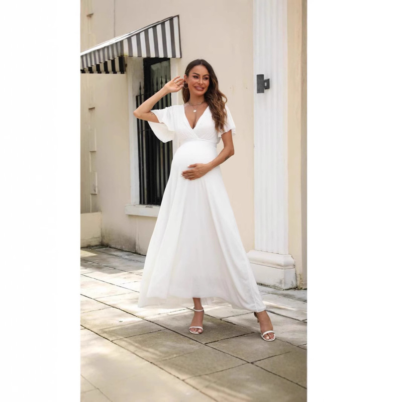 Maternity Dress Cross-Border Export Maternity Dress V Neck Short-Sleeved White Maternity Dress Maternity Dress V Neck Dress Maternity Dress Cross-Border Export Maternity Dress V Neck Short-Sleeved White Maternity Dress Maternity Dress V Neck Dress