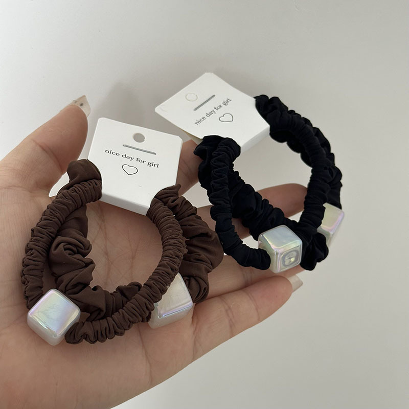 Coppia francese di perline rotonde di alta qualità di colore curry nero, perline di nicchia rotonde quadrate, anelli per capelli eleganti e veloci per coda di cavallo_voghion.com