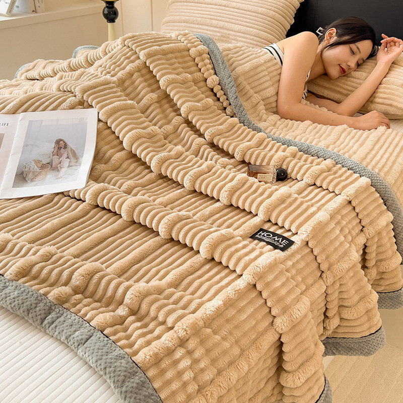 Otoño y invierno lana de conejo leche mantas de peluche invierno grueso mantas de peluche de coral siesta de oficina sofá mantas para la cama