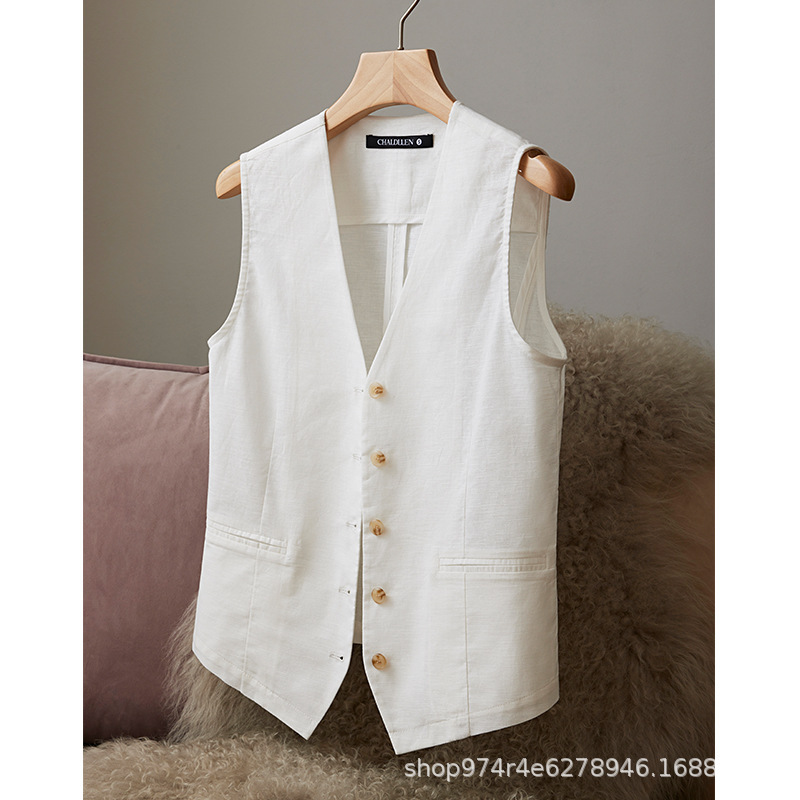 Beidao Horse Cotton Linen Outer Vest Women's 2024 New Summer Thin All-match Summer Fashion Beidao Horse Cotton Linen Outer Vest Women's 2024 New Summer Thin All-match Summer Fashion