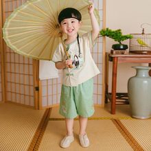 夏季新款儿童汉服男童可爱国风套装宝宝唐装幼儿园演出服一件代发