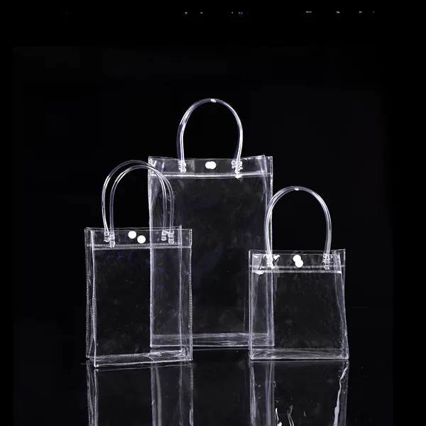 Factory direct supply spot PVC handbag hand gift bag portable three-piece transparent PVC bag printed logo