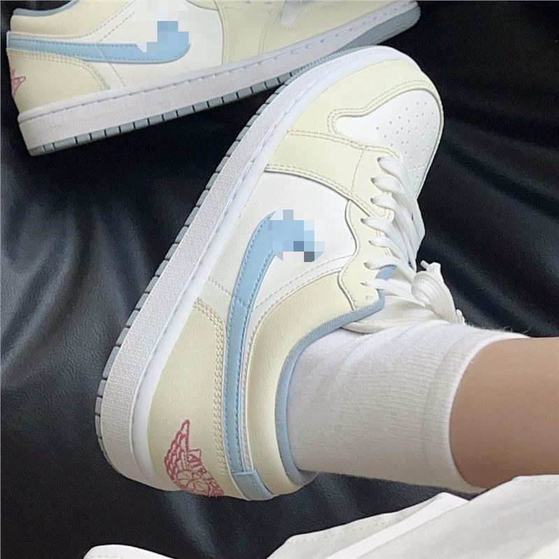 Putian Cross-Border Pure Original Aj1 Peninsula White Tea Fresh and Breathable Lightweight Non-Slip Versatile Casual Basketball Sneakers