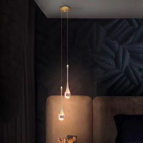 Bedroom bedside small chandelier Nordic light luxury crystal chandelier internet celebrity creative living room background wall decoration water drop lamp
