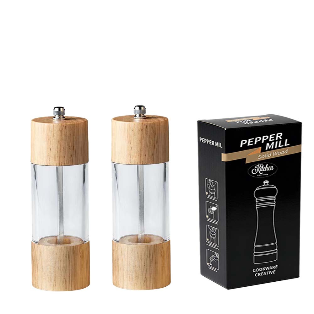 Molino de pimienta de madera núcleo cerámico manual acrílico polvo de pimienta sal marina molino multipropósito herramientas de cocina multipropósito para el hogar
