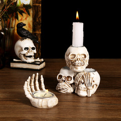 Cross-border Halloween Skeleton Candlestick Creative Ghost Hand Ornament Halloween Decoration Prop Terror Atmosphere Skeleton Head Candlestick