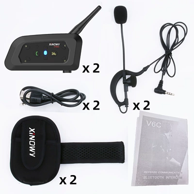 Xinowyv6Cpro Football Referee Motorcycle Helmet Headset - xinony-v6c-pro-35mm-earhook-double-pack