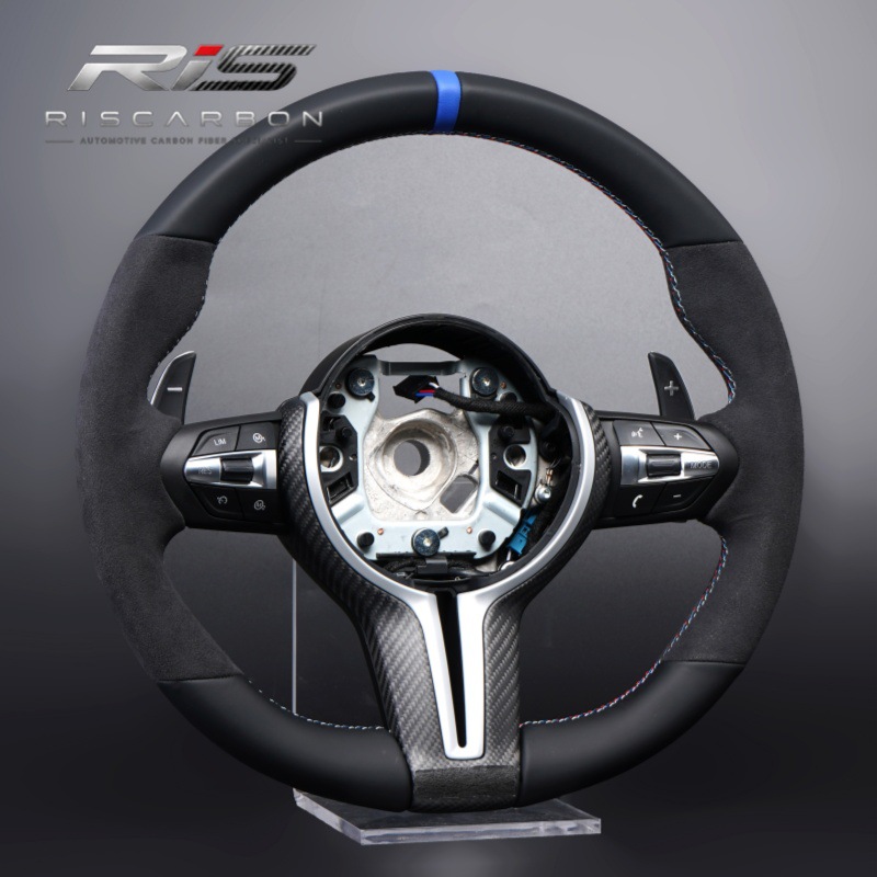Suitable for Bmw Mp Suede Leather Blue Label Carbon Fiber Steering Wheel F30 F10 F25 E70E71E90F20E82