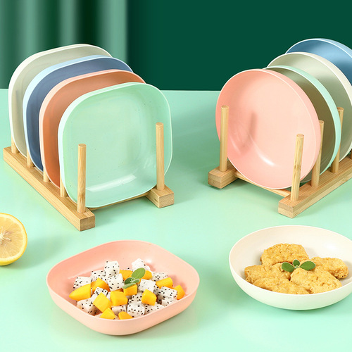 [Thick wheat straw bone spitting dish] Japanese-style household small plate plastic garbage plate snack plate fruit plate