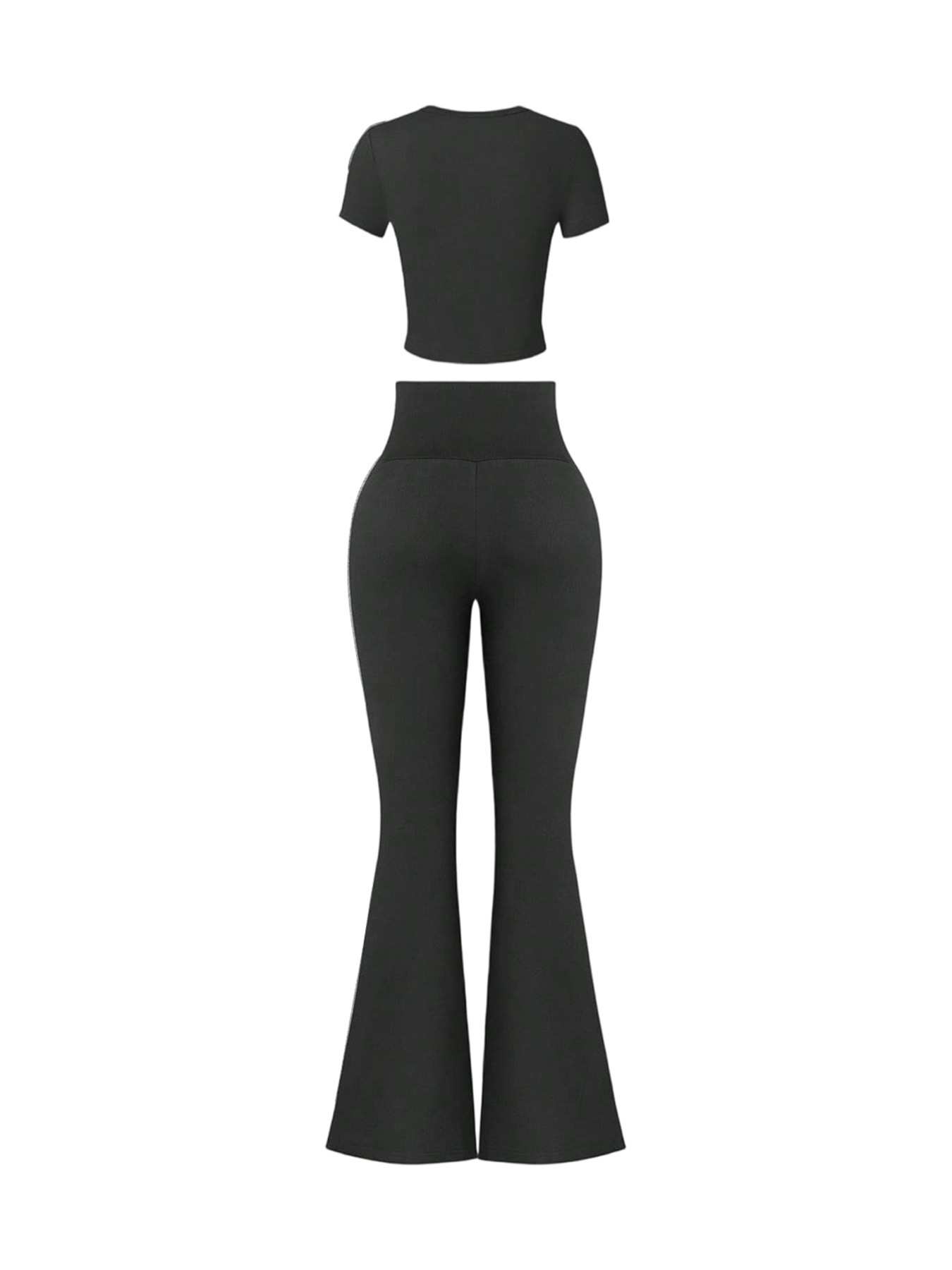 Women's Clothing High-Waisted Flared Pants Women's Spring/Summer Casual Sportswear Cropped Short-Sleeved Multi-Occasion Style_ecoleips.com