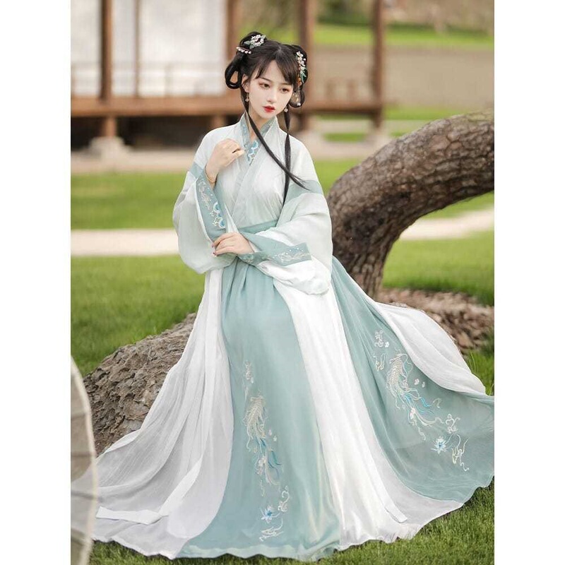 Yuqingge Hanfu Women's Chinese Style Jin Dynasty Waist-Length Collar-Interlocking Skirt Three-Piece Set Spring/Summer Thin Version Yuqingge Hanfu Women's Chinese Style Jin Dynasty Waist-Length Collar-Interlocking Skirt Three-Piece Set Spring/Summer Thin Version