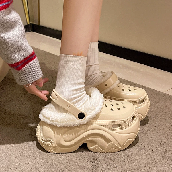 5691-Khaki single shoes [added cotton]