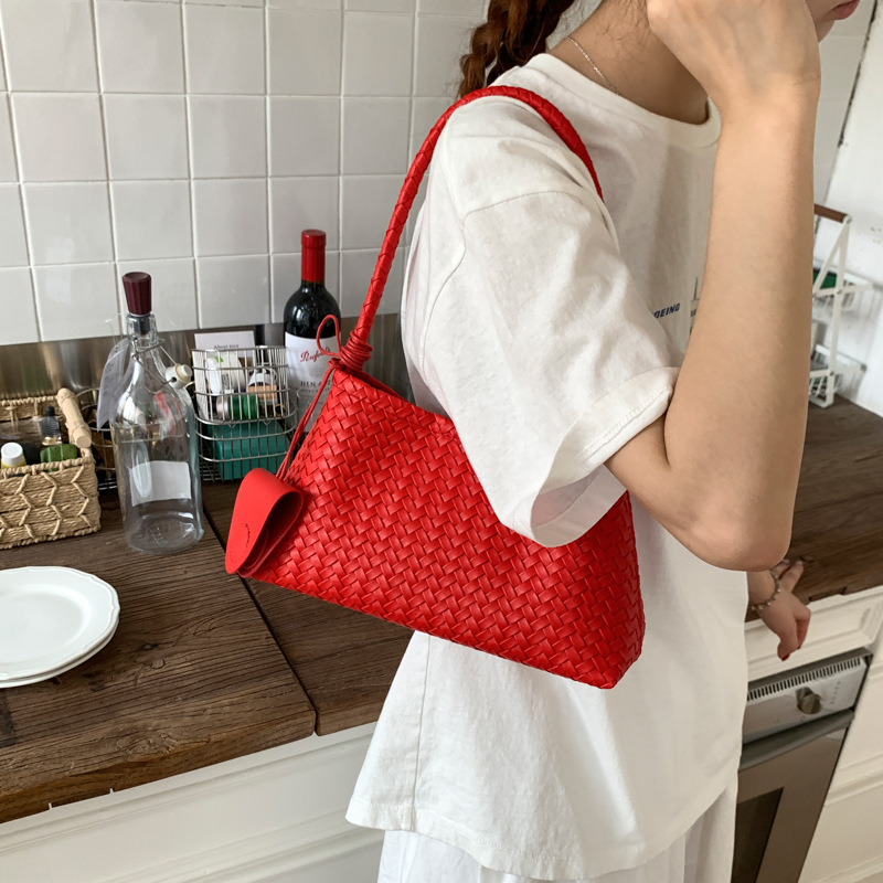2025 nuevo estilo retrógrado francés bolso tejido a mano bolso de brazo de nicho universal bolso de moda bolso de hombro
