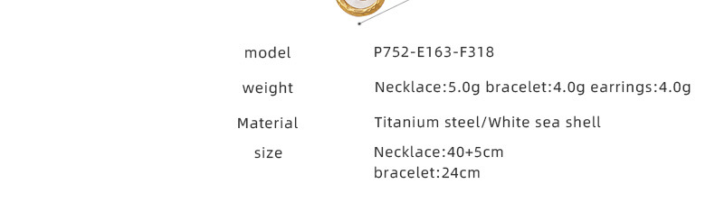 Retro Round Moon Titanium Steel Inlay Shell Bracelets Earrings Necklace