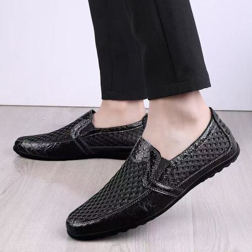 Men's Summer Mesh Slip-on Loafers, Breathable Open Mesh Shoes for Driving
