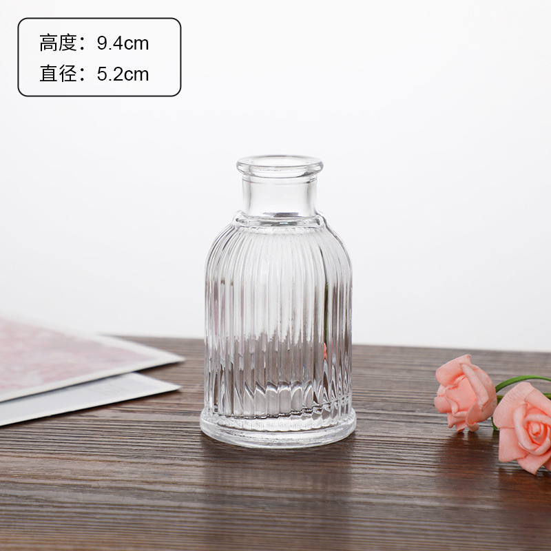 Jarrón clásico personalizado en relieve, vidrio transparente, adornos de escritorio para oficina, colgantes para dormitorio, mini decoración retro