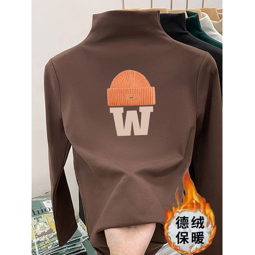 Boys' Half High Collar Fleece Base Layer Top for Girls, Indoor Wear for Autumn and Winter, Padded Warm Sweatshirt for Children, Winter Clothing for Kids