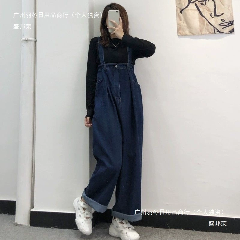 Широкие джинсовые комбинезоны в стиле Salt для женщин, предназначенные для весны и осени, миниатюрный свободный нишевый комбинезон в стиле ретро в гонконгском стиле.