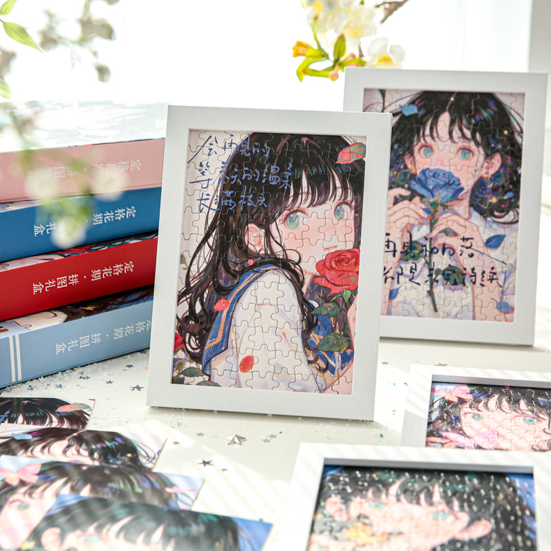 Mr. Paper Puzzle Caja de regalo Serie de período de floración de cuadros fijos Anime Girl Romance de alto valor Estudiante romántico Diy Desktop Fight