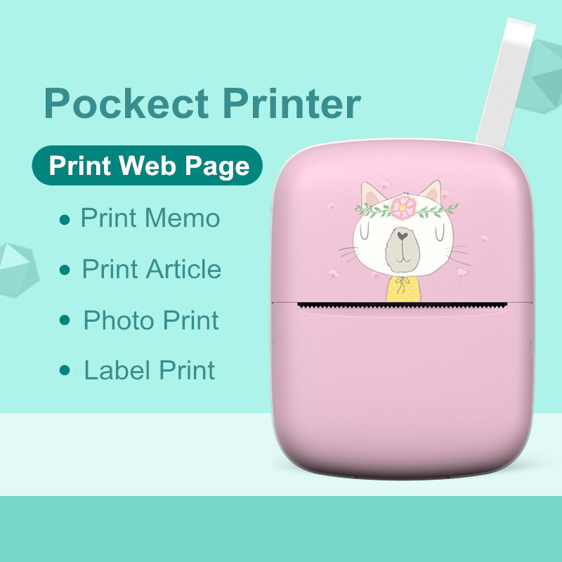 Mini impresora portátil transfronteriza de bolsillo Bluetooth inalámbrica conectable impresora adhesiva sensible al calor doméstica