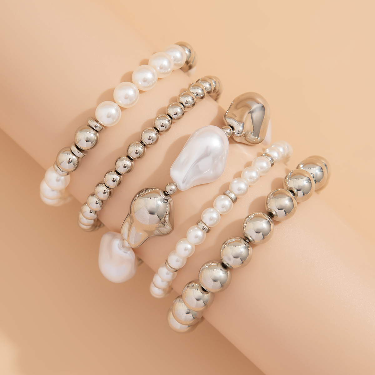 17g Weight CCB Pendant Material Bracelets Classification CCB, Imitation Pearl Chain Material Beaded Chain Chain Type 1 Set Quantity Banquet, Travel Occasion CCB, Imitation Pearl Material Heart Shape Pattern Women's Gender Plating Design Vintage Style Style Vintage Style Heart Shape CCB Imitation Pearl Beaded Chain Beaded Bracelets Wholesale 22